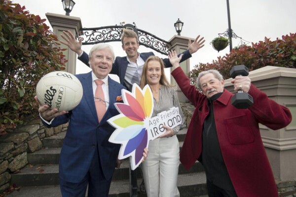 Pictured at the recently held Older People's Convention in the Rose Hotel in Tralee were hotelier Francis Brennan, broadcaster Philip King, Stephanie O Keeffe from the HSE and former Kerry footballer Donnchadh Walsh. Photo by Don MacMonagle.