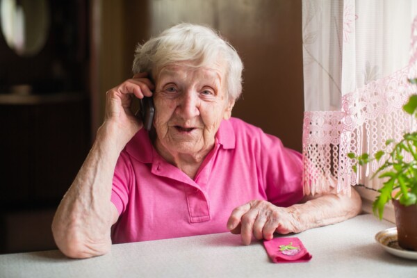 Older woman talking on the phone