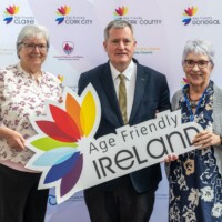 Kieran O’Donnell Minister of State at the Department of Health and at the Department of Housing - Local Government and Heritage with Mary Lyons - Chair of South Dublin Older People's Council and Ita Healy at the National Older People's Council Convention 2025 at the Maldron Hotel, Tallaght