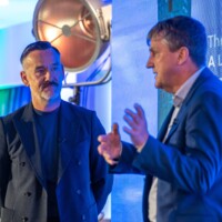 Professor Ronan Collins - SDCC Age Friendly Ambassador speaking with Brendan Courtney - Master of Ceremonies at the National Older People's Council Convention 2025 at the Maldron Hotel, Tallaght