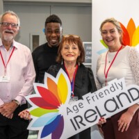 Joe Lamumba (SDCC) and Aoife Troy (SDCC) with OPC members at Day 2 of the National Older People's Council Convention 2025 at the Maldron Hotel, Tallaght